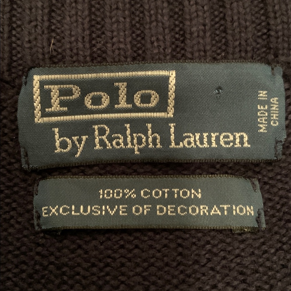 Ralph Lauren Navy Blue Preppy Oversized Quarter Zip Pullover Sweater - Picture 9 of 10
